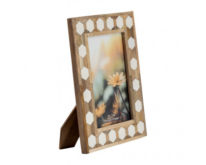 Sagebrook 4"x6" Wood/Resin Hexagon Frame