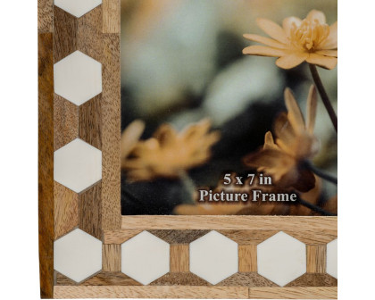 Sagebrook 5"x7" Wood/Resin Hexagon Frame - White