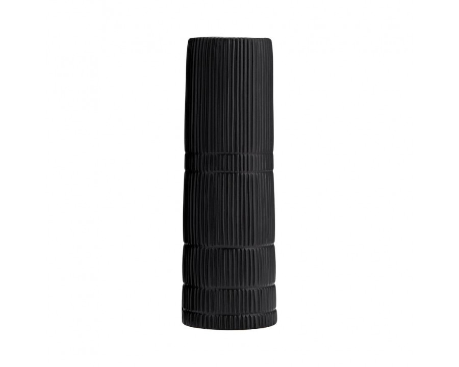 Sagebrook 15" Ceramic Lined Cylinder Vase - Matte Black