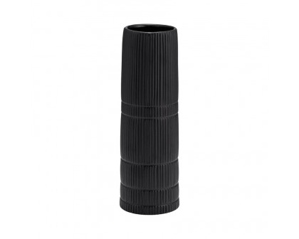 Sagebrook 15" Ceramic Lined Cylinder Vase - Matte Black