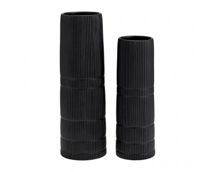 Sagebrook 15" Ceramic Lined Cylinder Vase - Matte Black