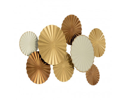 Sagebrook Metal Pleated Wall Discs - Gold