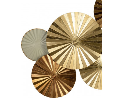 Sagebrook Metal Pleated Wall Discs - Gold