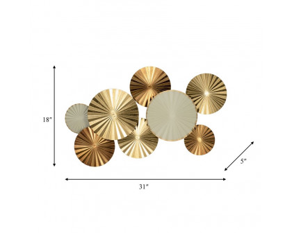 Sagebrook Metal Pleated Wall Discs - Gold