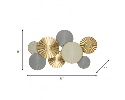 Sagebrook Metal Pleated Wall Discs - Gray