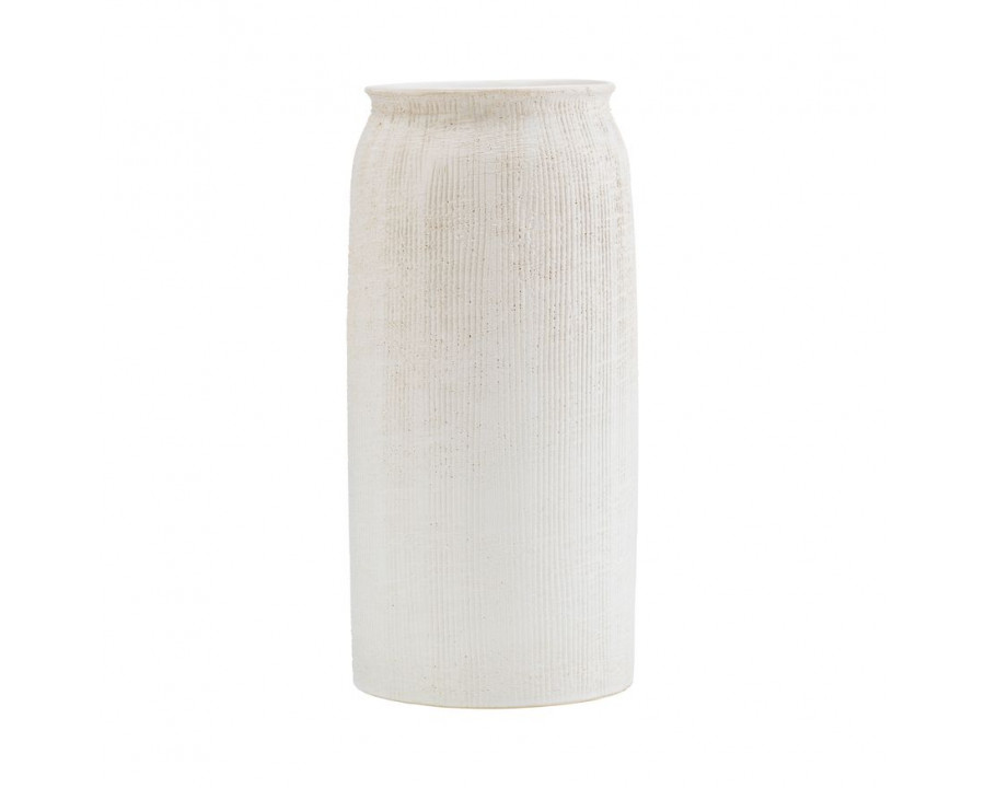 Sagebrook 13" Ceramic Ridged Vase - White