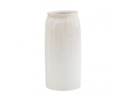 Sagebrook 13" Ceramic Ridged Vase - White