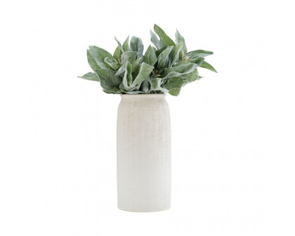 Sagebrook 13" Ceramic Ridged Vase - White