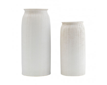 Sagebrook 13" Ceramic Ridged Vase - White