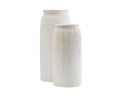 Sagebrook 13" Ceramic Ridged Vase - White