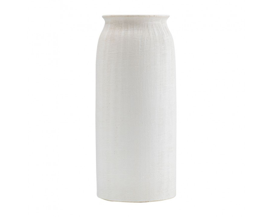 Sagebrook 16" Ceramic Ridged Vase - White