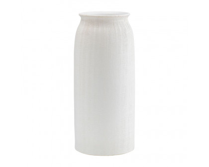 Sagebrook 16" Ceramic Ridged Vase - White