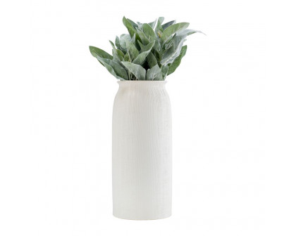 Sagebrook 16" Ceramic Ridged Vase - White