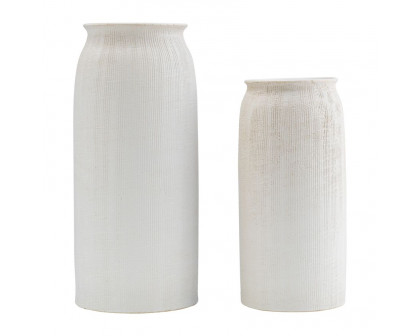 Sagebrook 16" Ceramic Ridged Vase - White