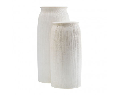 Sagebrook 16" Ceramic Ridged Vase - White