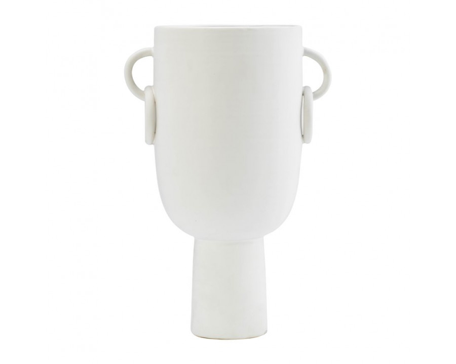 Sagebrook 13" Ceramic Vase With Handles - White