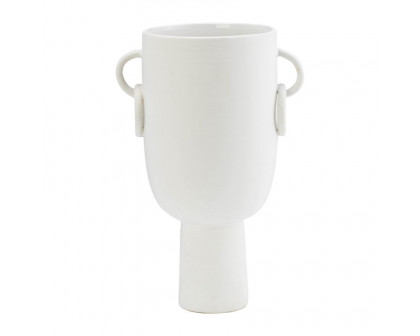 Sagebrook 13" Ceramic Vase With Handles - White