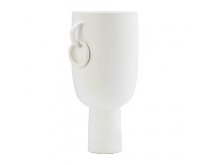 Sagebrook 13" Ceramic Vase With Handles - White