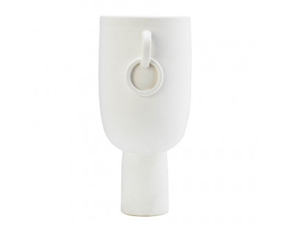 Sagebrook 13" Ceramic Vase With Handles - White