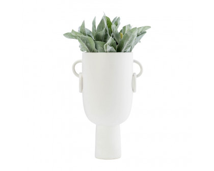 Sagebrook 13" Ceramic Vase With Handles - White