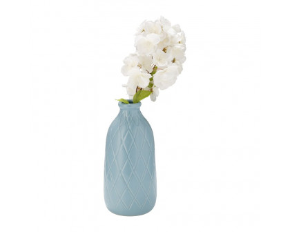 Sagebrook 9" Ceramic Plaid Textured Vase - Cameo Blue