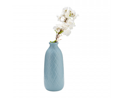 Sagebrook 12" Ceramic Plaid Textured Vase - Cameo Blue