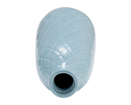 Sagebrook 12" Ceramic Plaid Textured Vase - Cameo Blue