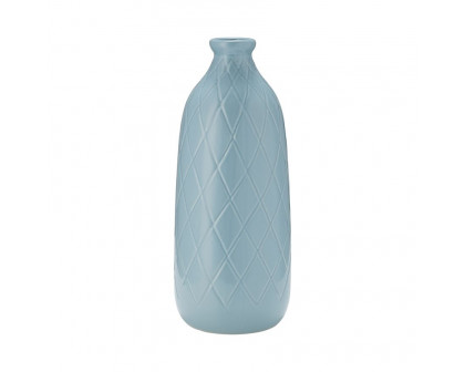 Sagebrook 16" Ceramic Plaid Textured Vase - Cameo Blue