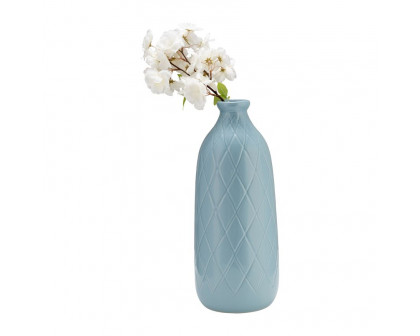 Sagebrook 16" Ceramic Plaid Textured Vase - Cameo Blue