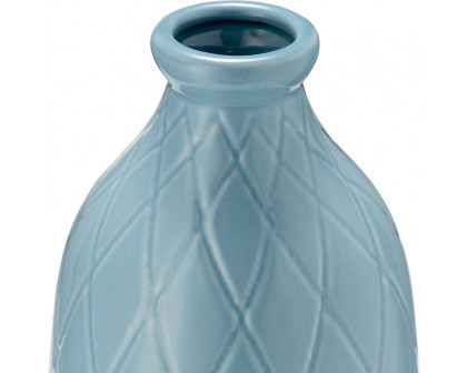 Sagebrook 16" Ceramic Plaid Textured Vase - Cameo Blue