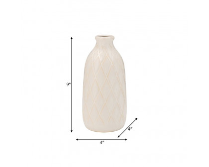 Sagebrook™ 9" Ceramic Plaid Textured Vase - Beige