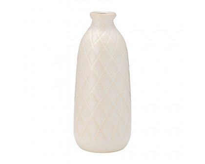 Sagebrook 9" Ceramic Plaid Textured Vase