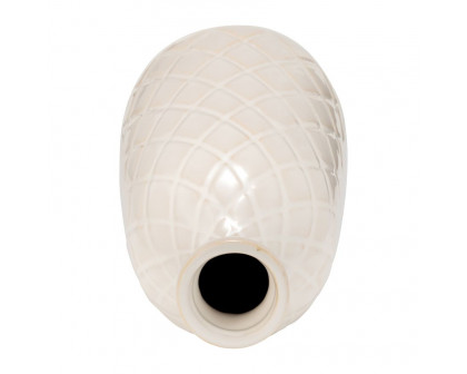 Sagebrook 12" Ceramic Plaid Textured Vase - Beige