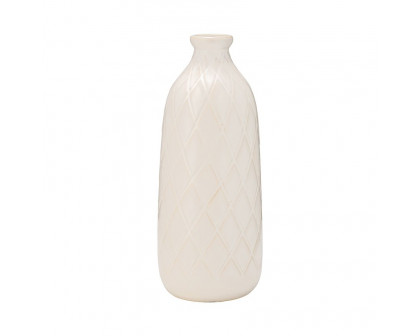 Sagebrook 9" Ceramic Plaid Textured Vase