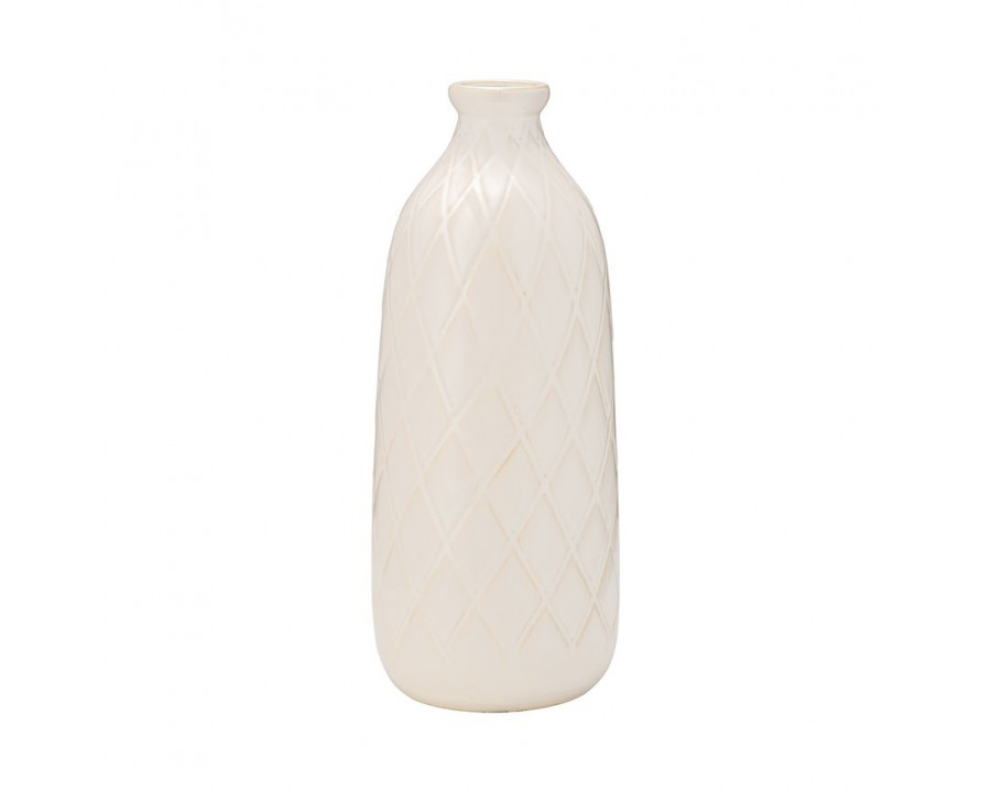 Sagebrook 16" Ceramic Plaid Textured Vase - Beige