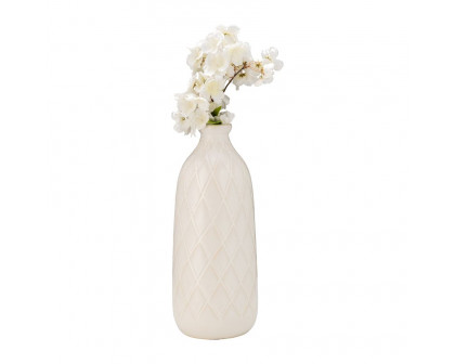 Sagebrook 16" Ceramic Plaid Textured Vase - Beige