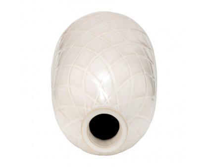 Sagebrook 16" Ceramic Plaid Textured Vase - Beige