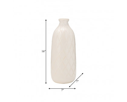 Sagebrook 16" Ceramic Plaid Textured Vase - Beige