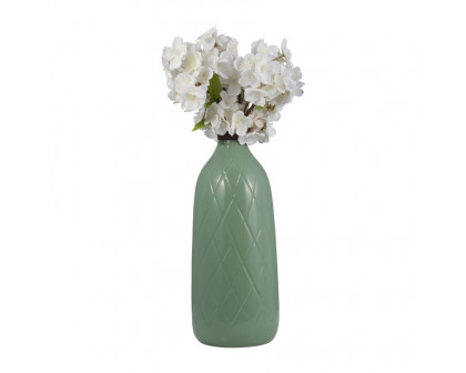 Sagebrook 16" Ceramic Plaid Textured Vase - Dark Sage