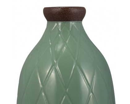 Sagebrook 16" Ceramic Plaid Textured Vase - Dark Sage