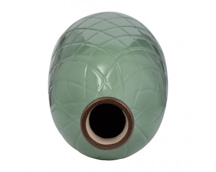 Sagebrook 16" Ceramic Plaid Textured Vase - Dark Sage