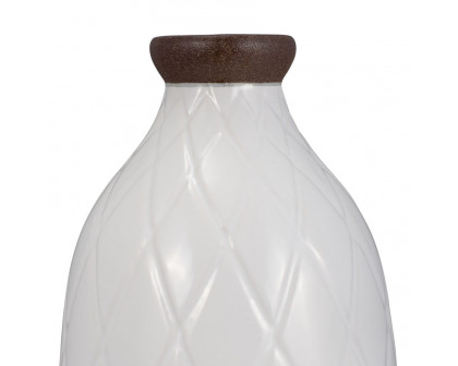 Sagebrook 16" Ceramic Plaid Textured Vase - White