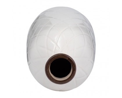 Sagebrook 16" Ceramic Plaid Textured Vase - White