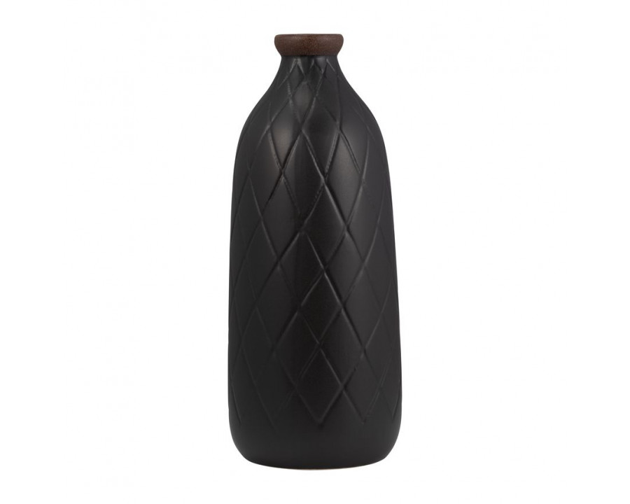 Sagebrook 16" Ceramic Plaid Textured Vase - Black