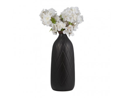 Sagebrook 16" Ceramic Plaid Textured Vase - Black