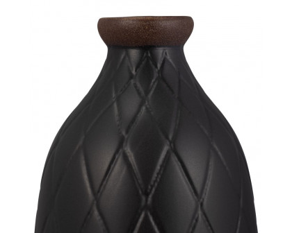 Sagebrook 16" Ceramic Plaid Textured Vase - Black