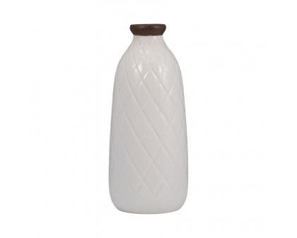 Sagebrook 9" Ceramic Plaid Textured Vase