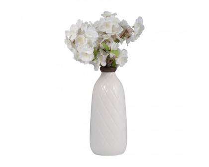 Sagebrook 12" Ceramic Plaid Textured Vase - White