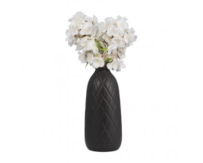 Sagebrook 12" Ceramic Plaid Textured Vase - Black