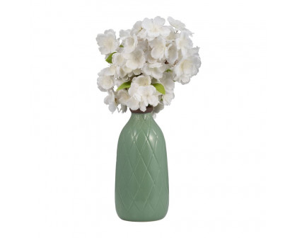 Sagebrook 9" Ceramic Plaid Textured Vase - Dark Sage